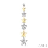 1/2 ctw Two-Toned Puffed Star Link Round Cut Diamond Fashion Long Earring in 14K Yellow and White Gold
